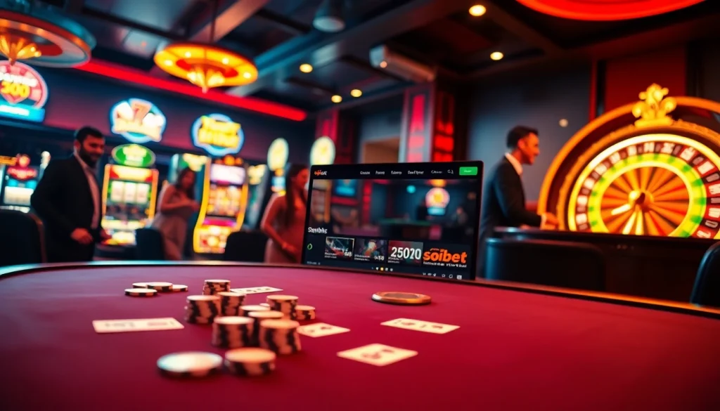 Experience thrilling gaming at เว็บตรง soibet online casino with vibrant tables and flashing slot machines.