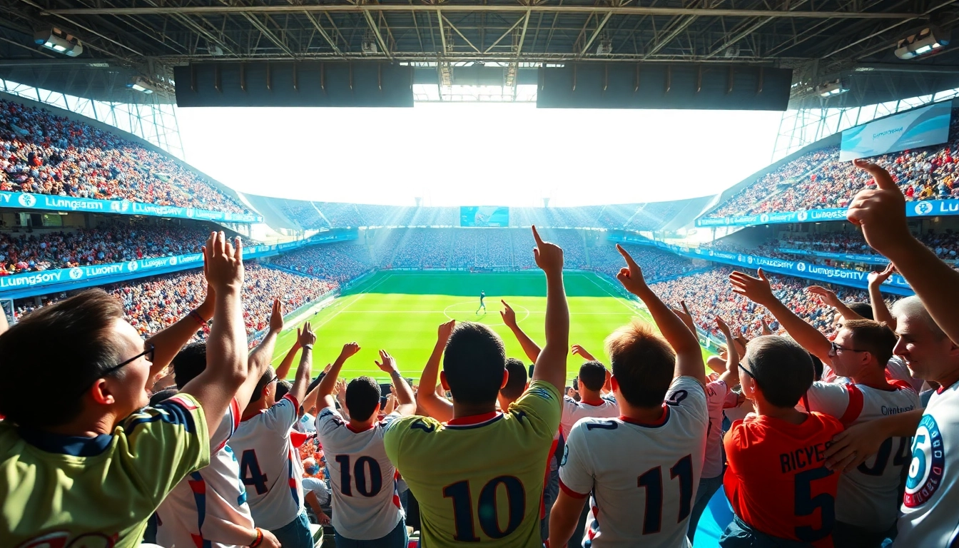 Exciting football fans celebrating a match while engaging with Lương Sơn TV's live streaming service.