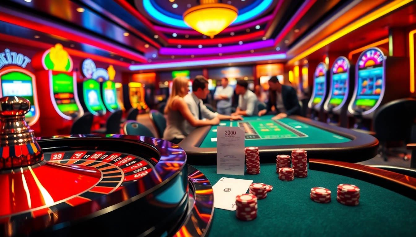 Exciting casino action with Keonhacai5 branding, featuring roulette wheel and poker table.