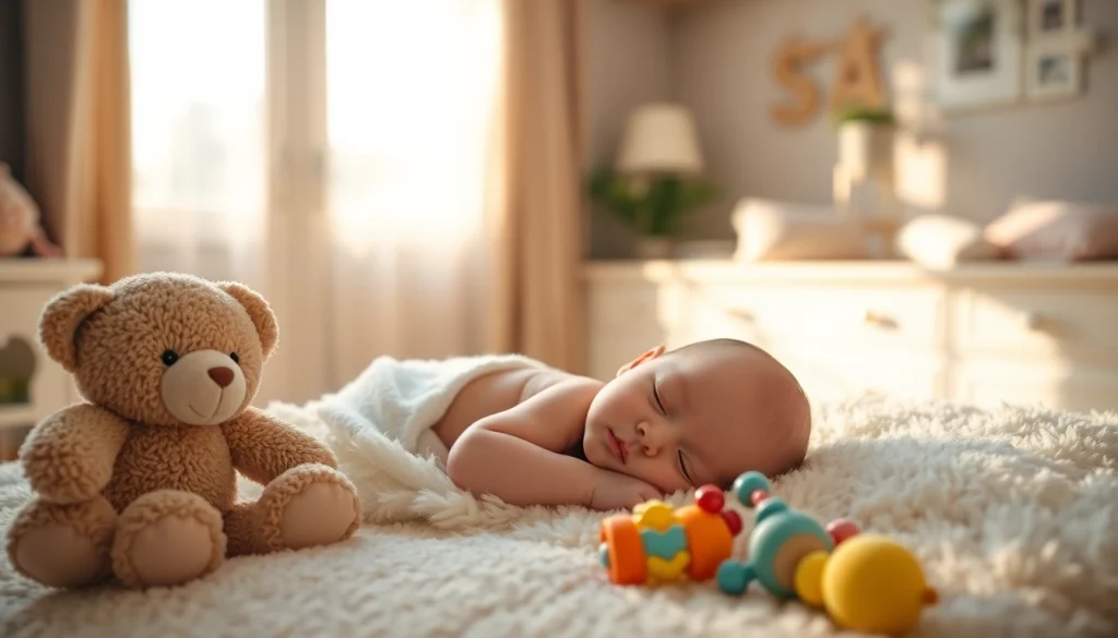Capturing the essence of Babyfotografie with a serene sleeping newborn in a cozy nursery.