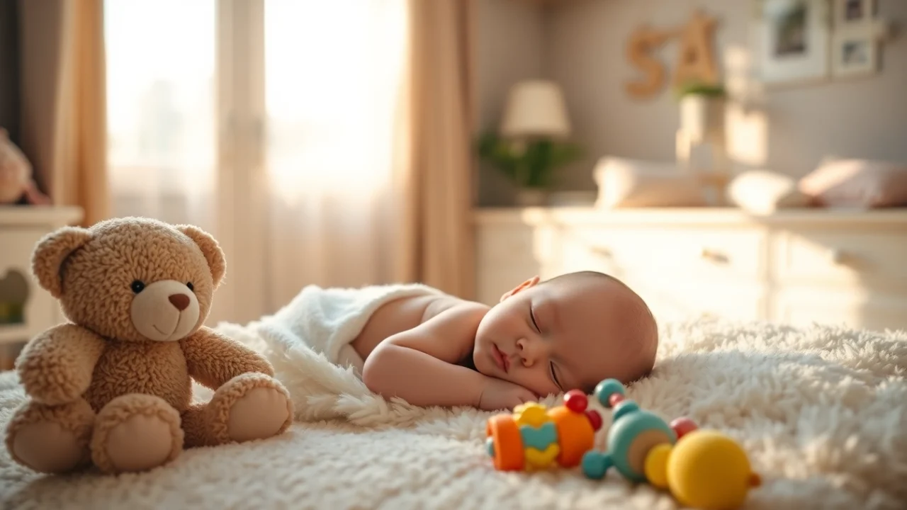 Capturing the essence of Babyfotografie with a serene sleeping newborn in a cozy nursery.