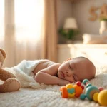 Capturing the essence of Babyfotografie with a serene sleeping newborn in a cozy nursery.