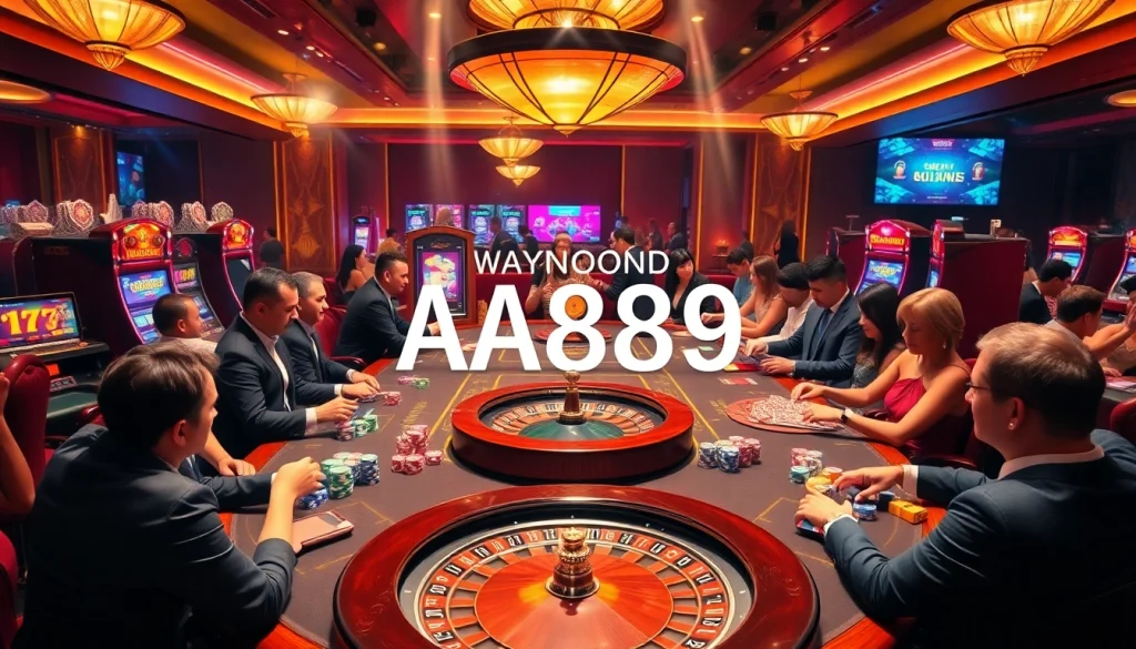 Sinta a emoção da AA888 com jogos de cassino empolgantes, fichas de poker vibrantes e uma atmosfera luxuosa.