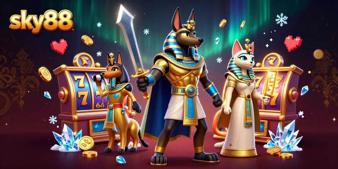 Sky88 impressively showcases a lively 3D rendering of an ancient Egyptian theme with vibrant slots.