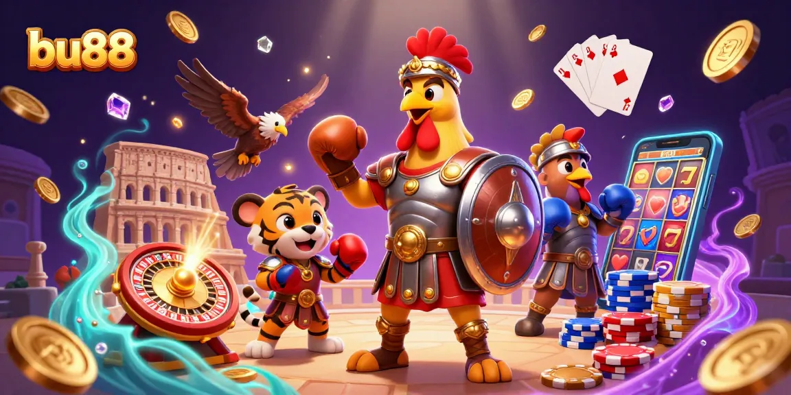 Experience thrilling gameplay at bu88 casino, with vibrant characters and glittering casino elements.