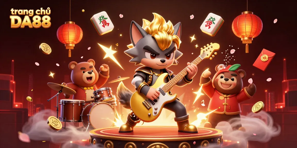 Engage with the vibrant scene at trang chủ DA88, featuring cartoon characters in an electrifying casino atmosphere.