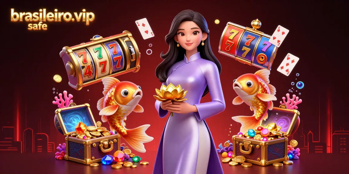 Engage in thrilling wins at brasileiro.vip safe, with vibrant slots and golden koi in a captivating casino scene.