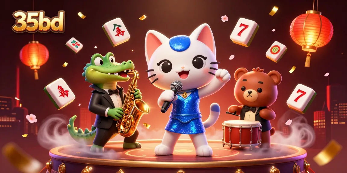 Experience the excitement of 35bd casino with a vibrant 3D jazz performance and lively game elements.