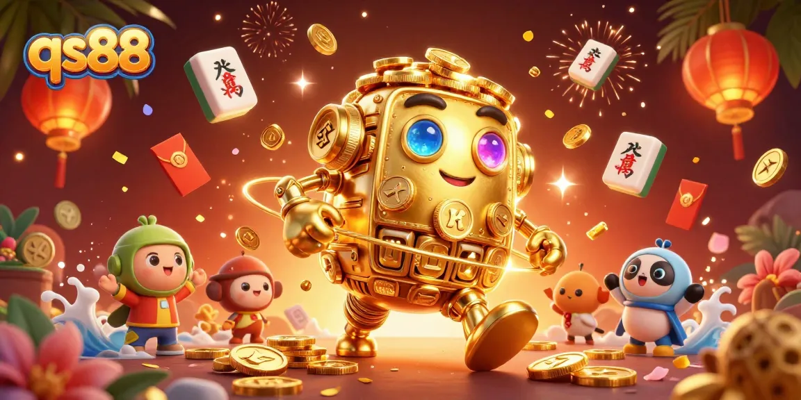 Engage in exciting casino adventures with qs88's legendary golden golem amidst dynamic gaming elements.