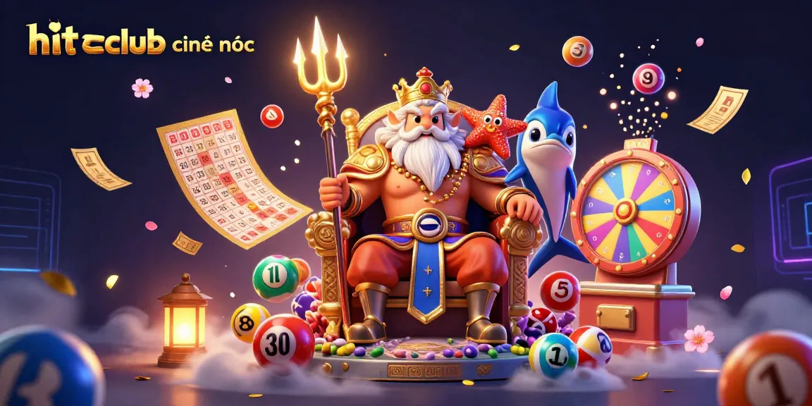 Join hitclub chính thức for vibrant lottery fun, featuring sea king Neptune in a dynamic casino scene.