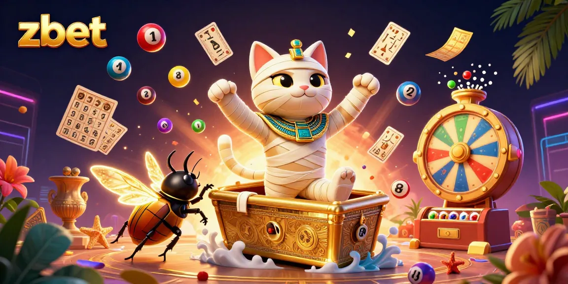 Join the thrill with zbet in a vibrant Egyptian-themed casino scene full of exciting lottery elements.