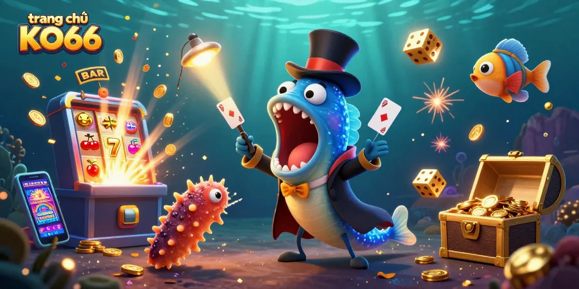 Experience the thrill of trang chủ KO66 with a vibrant underwater casino scene showcasing dynamic gaming action.