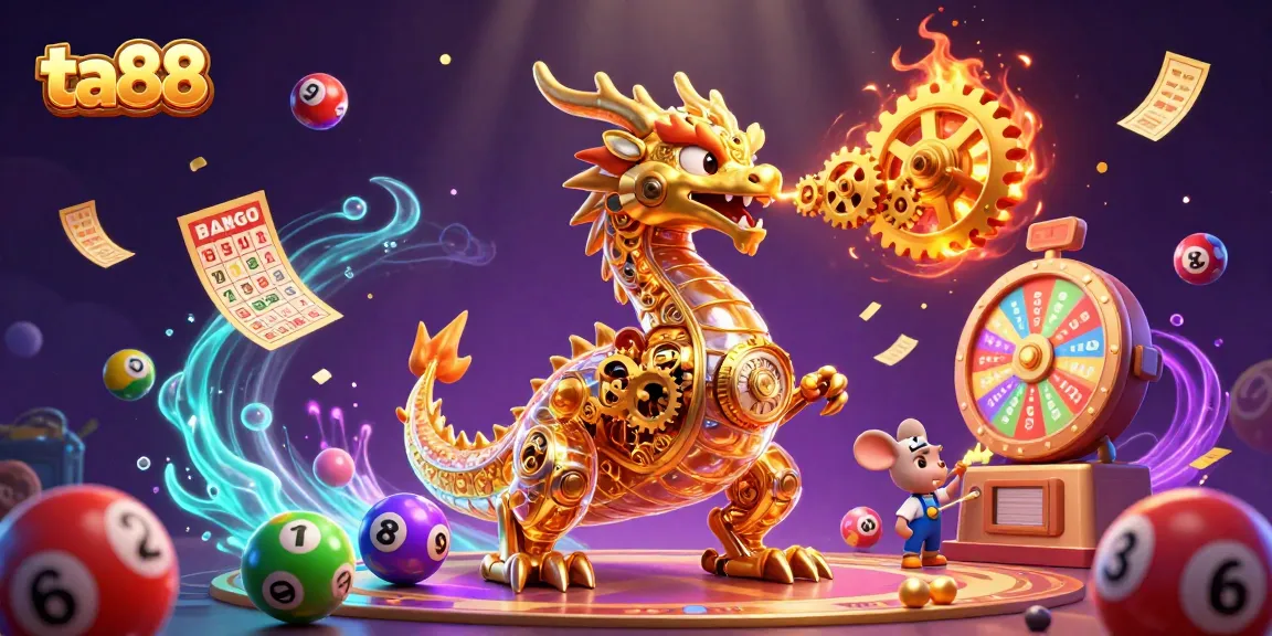 Experience the thrill of ta88 with a golden dragon and lottery elements in vibrant detail.